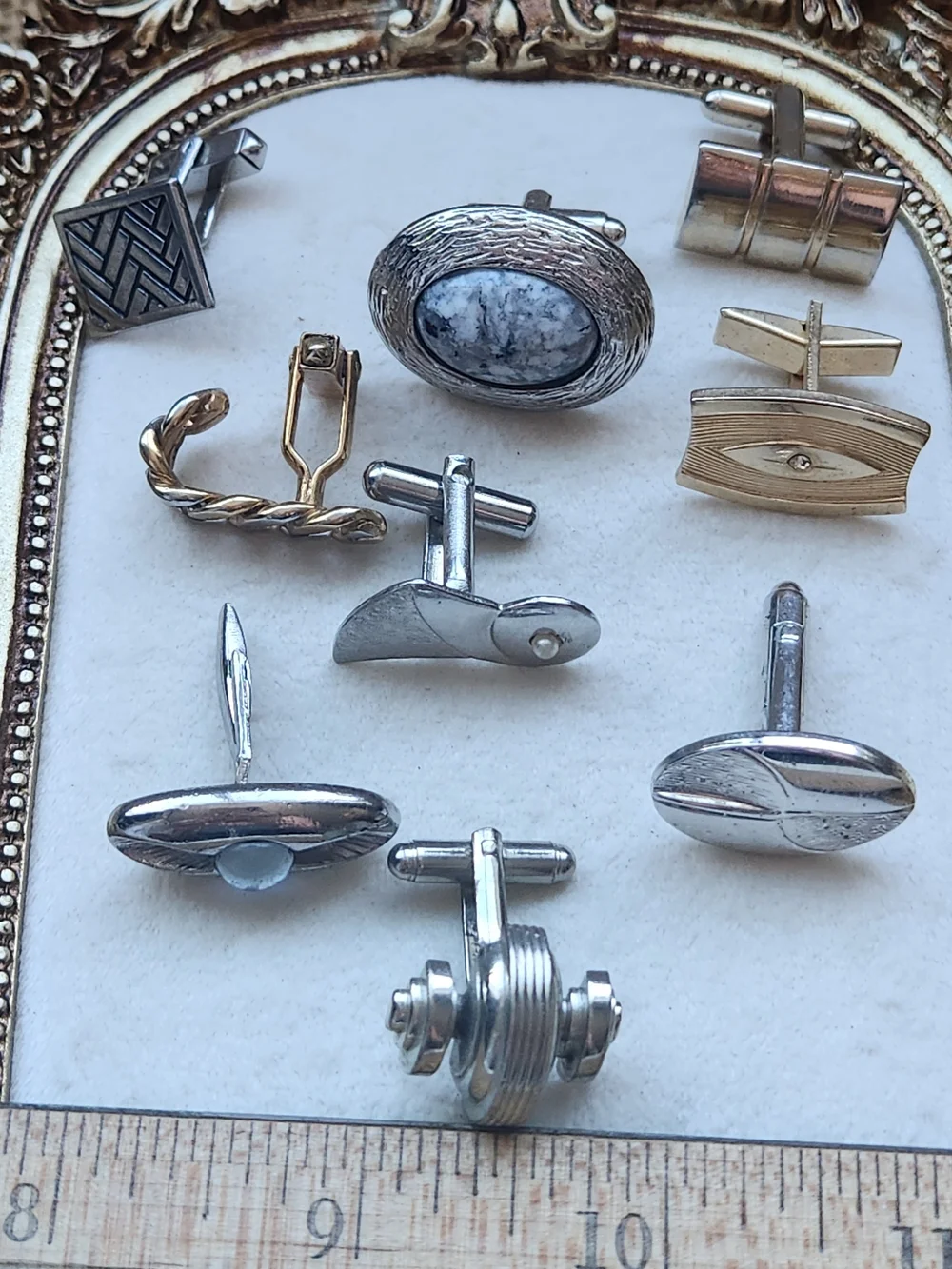 Estate Lot 9 VTG Single Art Deco Cuff Links MCM Craft Repair